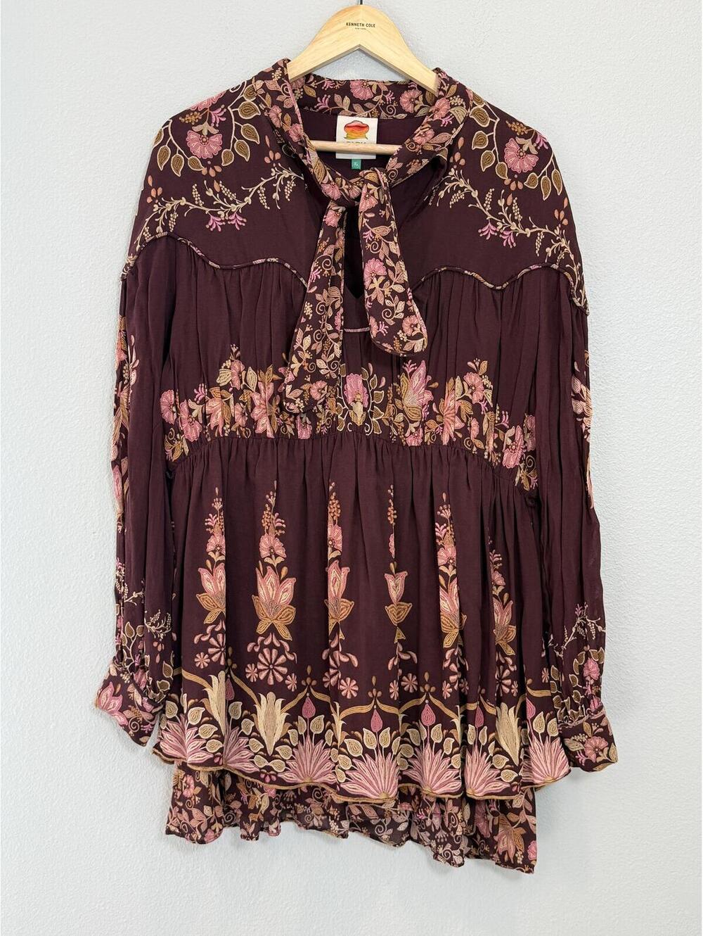 Farm Rio The Bella Brown and Pink Floral Mini Dress - Women's XL - Picture 3 of 9